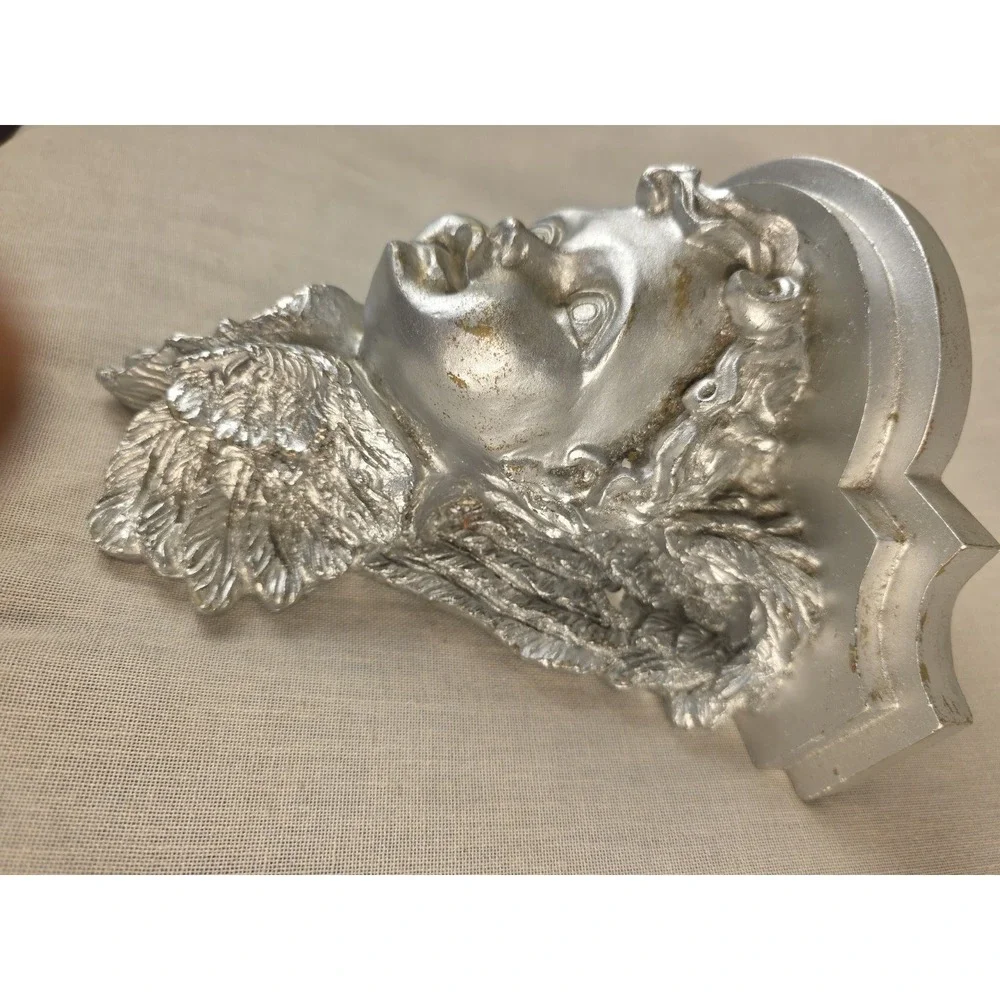 Vintage Cherub Wall Sconce Shelf Silver Resin Angel Decor 10